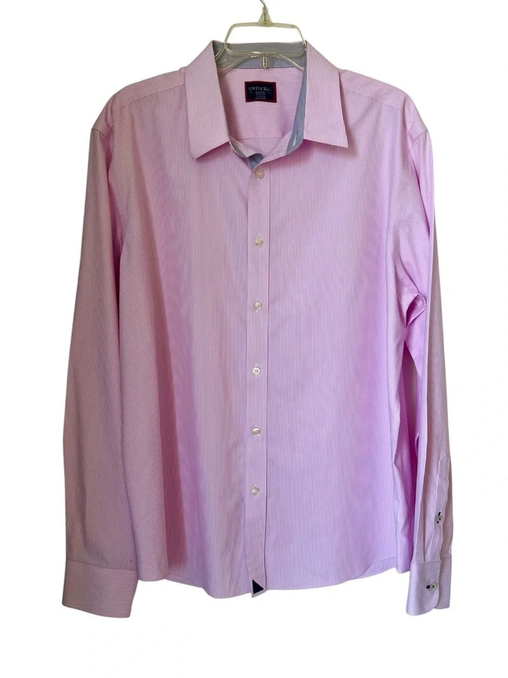UNTUCKit Pink Striped Button Down Shirt XL Wrinkle Free 100% Cotton Dress Casual